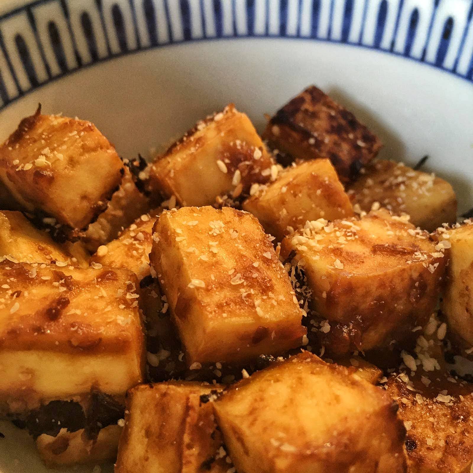 Tofu agrodolce al miso e sake