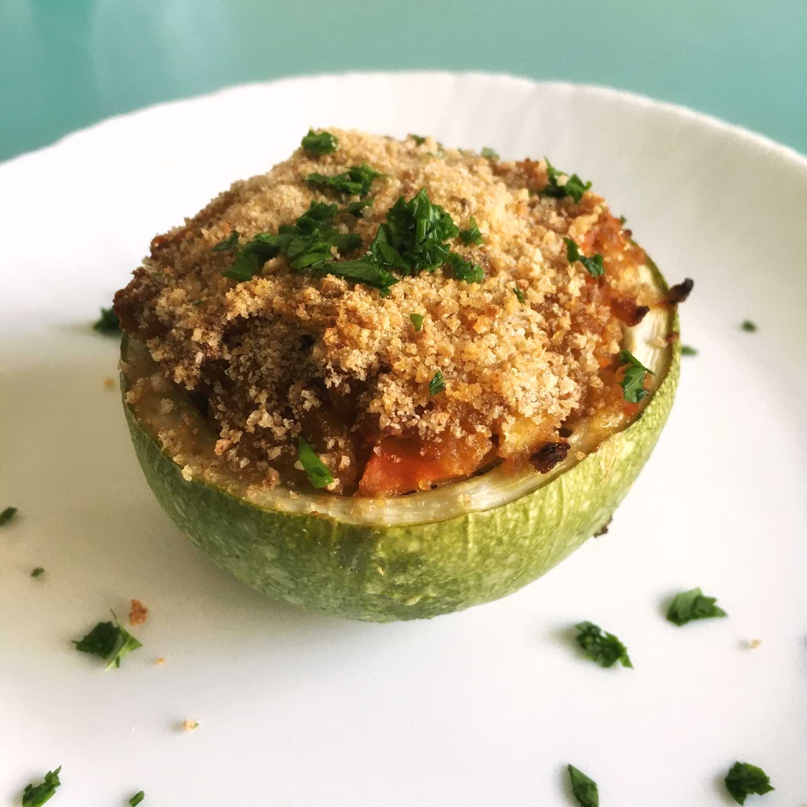 Zucchine ripiene di seitan e verdure Qi in Cucina